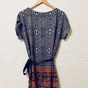 PROMOD Print Dress With Belt Black/Red Size S